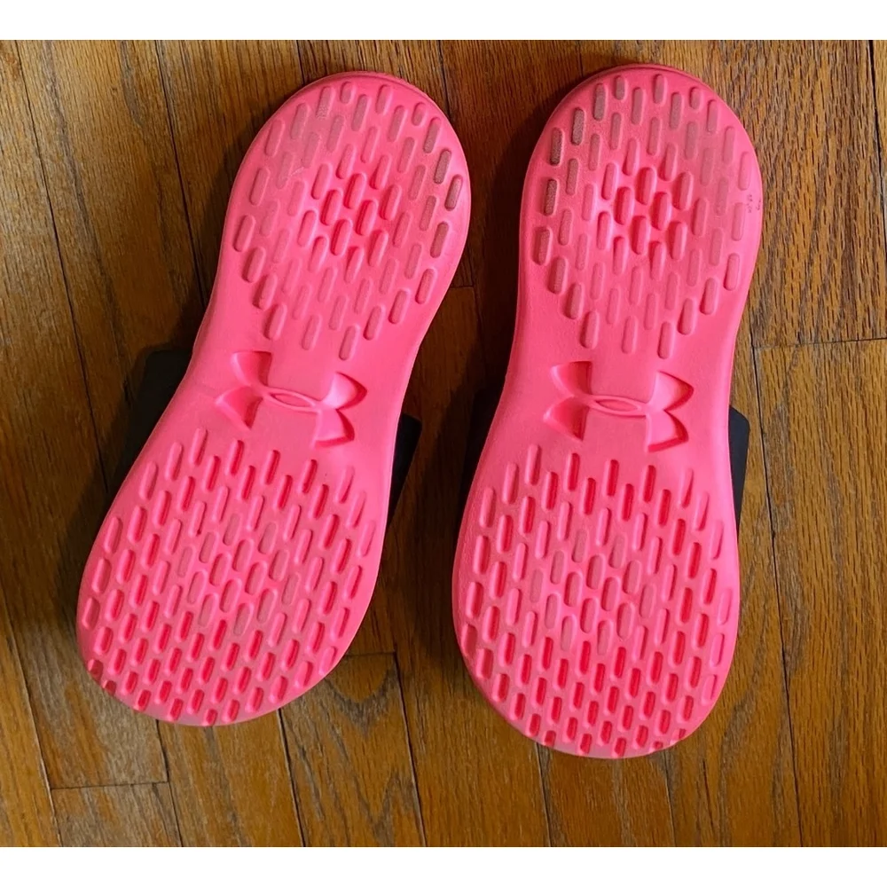 Under Armour Slides Sandals Size 10 Black Pink - Picture 2 of 2